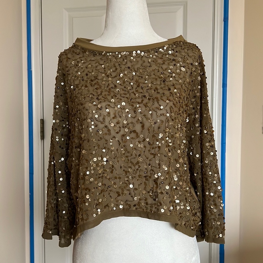 Zara Size M Gold Sequined Crop Top